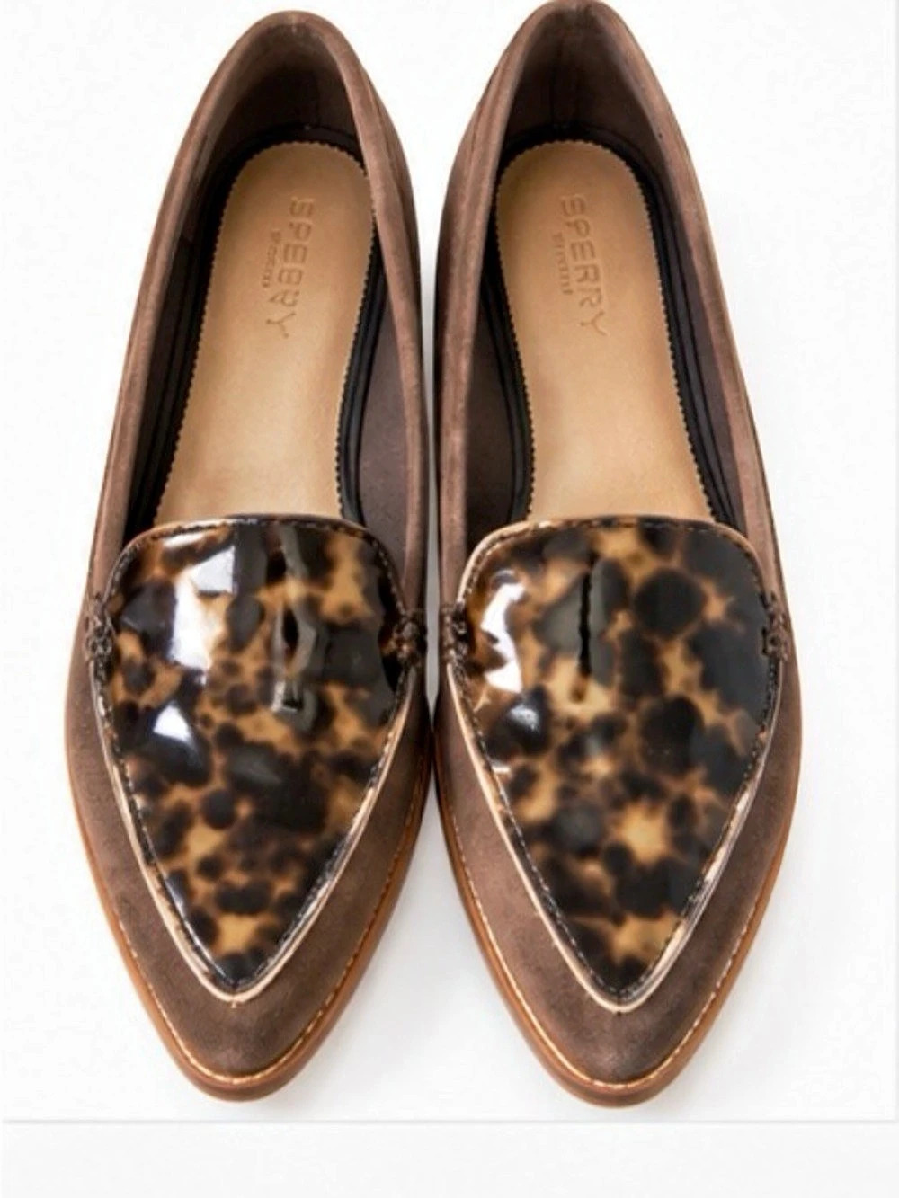Sperry Top-Sider Brown Suede Tortoiseshell Pointed Toe Loafers Women’s 7.5